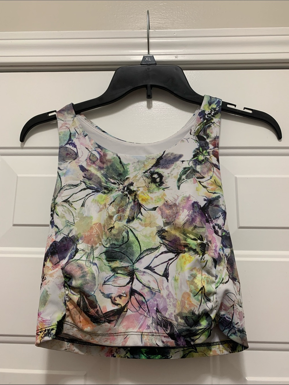4/$10 RBX White Floral Print Watercolor Athletic Top or Sports Bra Multi - Small